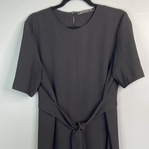 Zara Woman Tied Waist Shift Dress Midi Black Size XL - Picture 3 of 11